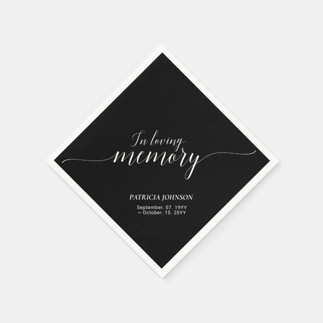 In Loving Memory | Elegant Script Memorial Funeral Napkins (Corner)