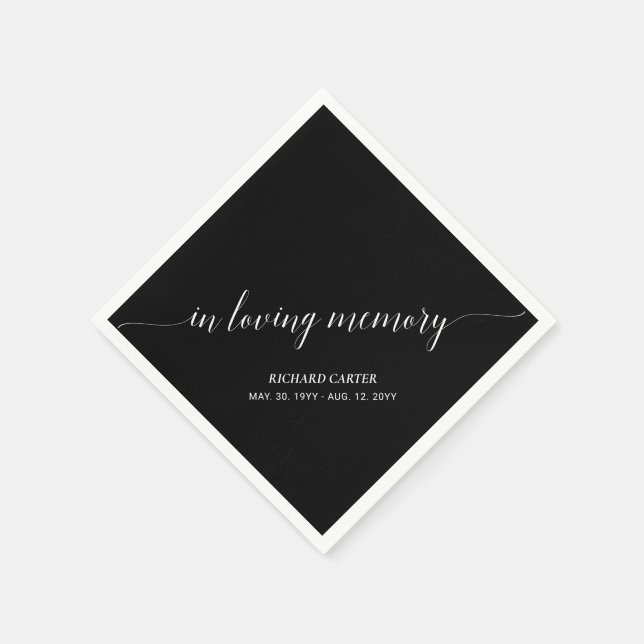 In Loving Memory | Elegant Script Memorial Funeral Napkins (Corner)