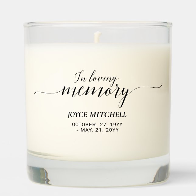 In Loving Memory | Elegant Script Memorial Funeral Scented Candle (Front)