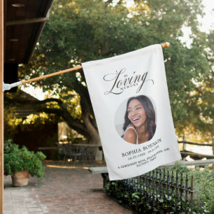 In Loving Memory Elegant Script Memorial House Flag