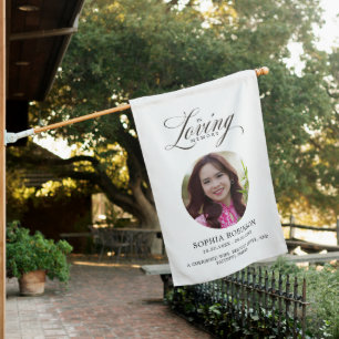 In Loving Memory Elegant Script Memorial House Flag
