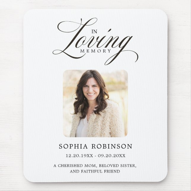 In Loving Memory Elegant Script Memorial Mouse Pad (Front)