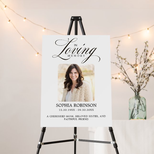 In Loving Memory Elegant Script Memorial Sign (In Situ (Stand))