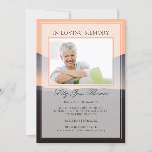 In Loving Memory Elegant Sunset Funeral Photo Invitation