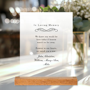 "In Loving Memory" Elegant Wedding Memorial Acrylic Sign
