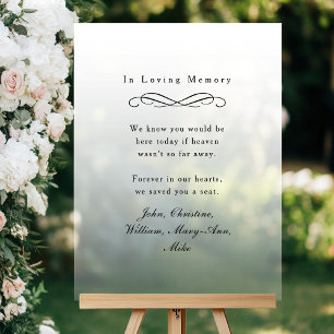 "In Loving Memory" Elegant Wedding Memorial White Acrylic Sign