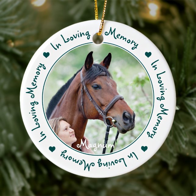 In Loving Memory Equestrian Horse Memorial Photo Ceramic Ornament (Creator Uploaded)