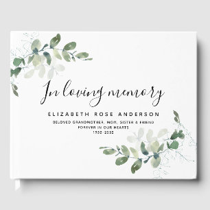 In Loving Memory Eucalyptus Funeral Guest Book
