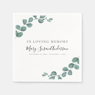 In Loving Memory Eucalyptus Funeral Memorial Wake Napkins