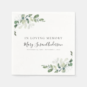 In Loving Memory Eucalyptus Funeral Memorial Wake Napkins