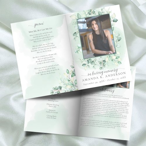 In Loving Memory Eucalyptus Greenery Bi_Fold Program