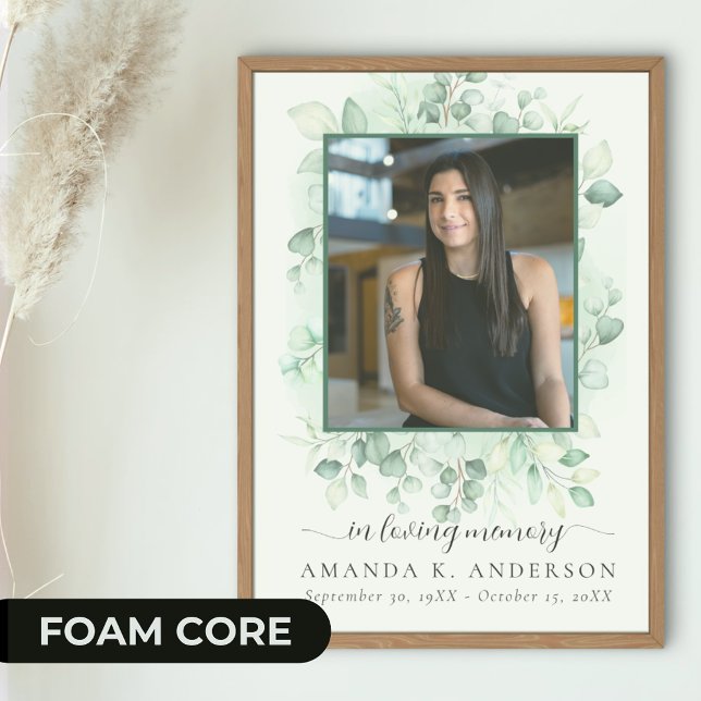 In Loving Memory Eucalyptus Greenery Services Foam Board (Creator Uploaded)