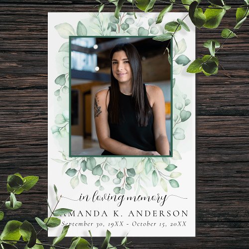 In Loving Memory Eucalyptus Greenery Services Poster