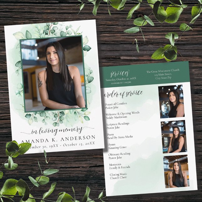 In Loving Memory Eucalyptus Greenery Services Program (Creator Uploaded)