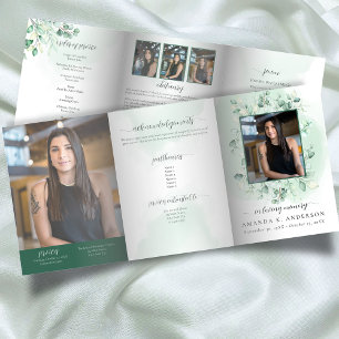 In Loving Memory Eucalyptus Greenery Services Tri-Fold Program