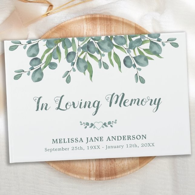 In Loving Memory Eucalyptus Memorial Funeral Guest Book (Creator Uploaded)