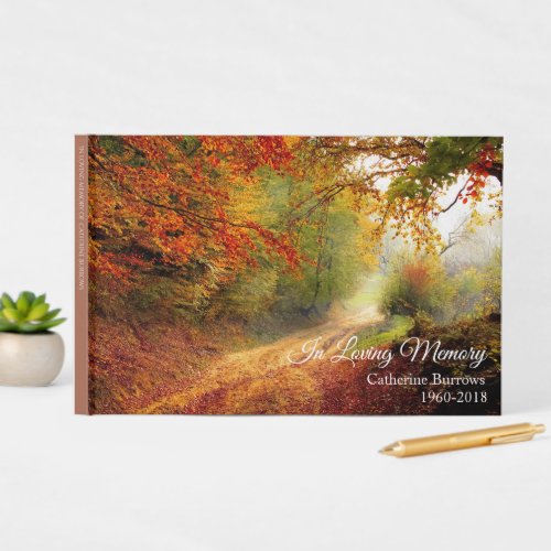 In Loving Memory Fall Forest Funeral Condolence Guest Book