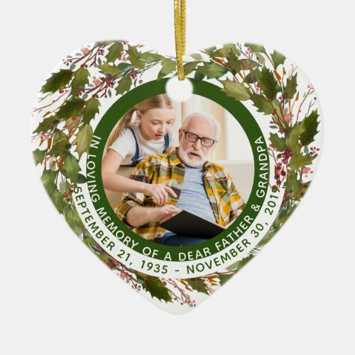 In Loving Memory Father Grandpa Memorial Christmas Ceramic Ornament