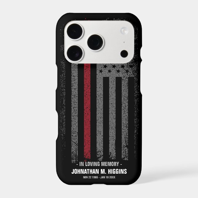 In Loving Memory FireFighter Thin Red Line Flag Iphone Case (Back)
