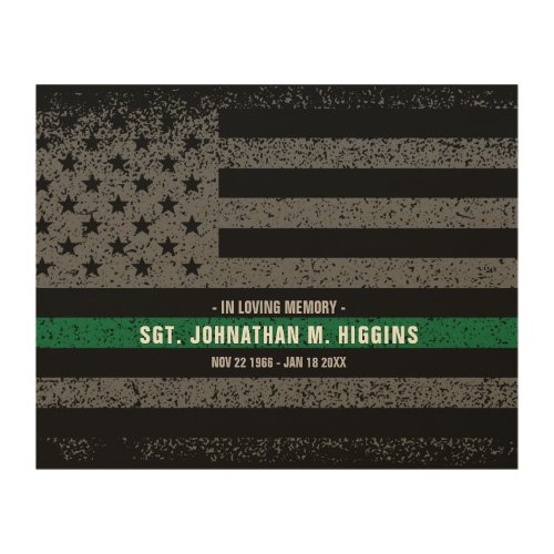 In Loving Memory Firefighter Thin Red Line Flag Wo Wood Wall Art