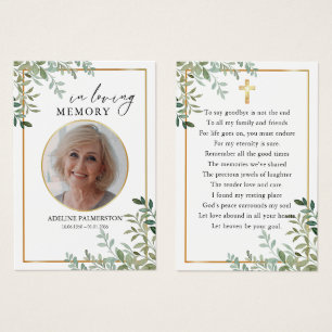 In loving Memory Floral Cross Funeral Prayer Cards