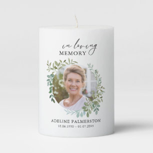 In loving Memory Floral Funeral Memorial Pillar Candle