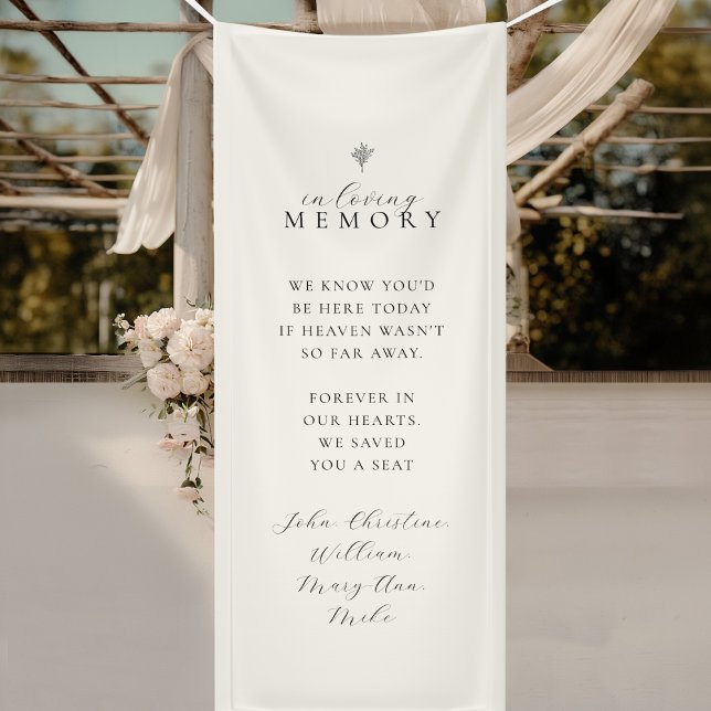 In Loving Memory! Floral Line Art Bouquet Wedding  Banner (In Loving Memory! Floral Line Art Bouquet Custom Wedding Banner)