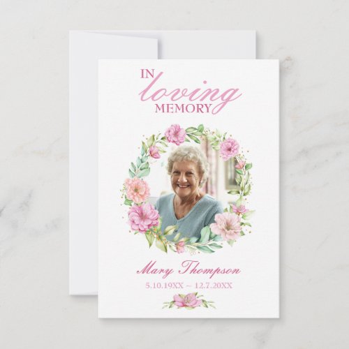 In Loving Memory Floral Photo Funeral Prayer Card