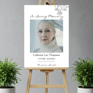 In Loving Memory Floral Photo Funeral Sign