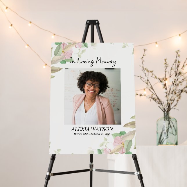 In Loving Memory Floral Photo Memorial Funeral Foam Board (In Situ (Stand))