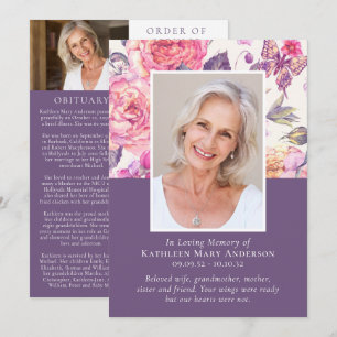 In Loving Memory Floral Photo Memorial Service  Program