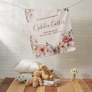 In Loving Memory Floral Watercolor Custom Name Baby Blanket