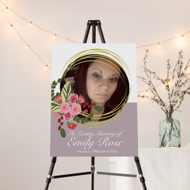 In Loving Memory Floral Wreath Pink Rose Foam Board (In Situ (Stand))