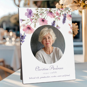 "In Loving Memory" Flower Photo Funeral Memorial  Plaque