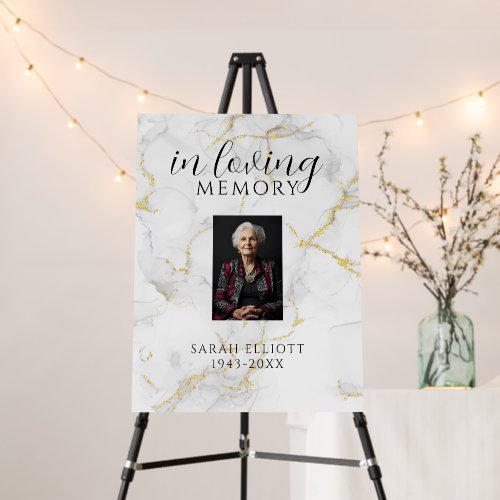 In Loving Memory Foam Board with Photo | marble 