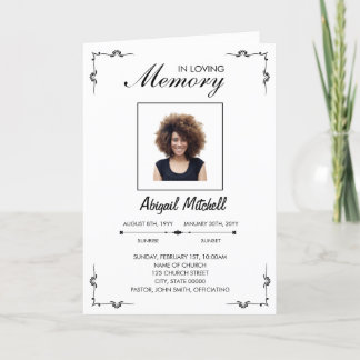 In loving Memory Folded Furneral Program
