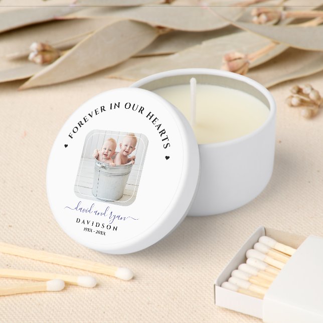 In Loving Memory Forever in Our Hearts Twins  Mini Candle Favors (Insitu)