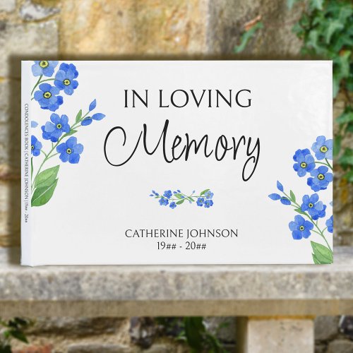 In Loving Memory Forget me Not Floral Condolences Guest Book