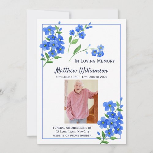In Loving Memory Forget Me Not Funeral Card