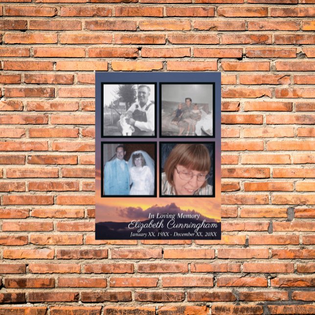 In Loving Memory Four Photo Cloud on Mount Sunset Foam Board (Creator Uploaded)