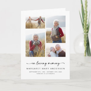In Loving Memory   Four Photos Funeral Memorial Invitation
