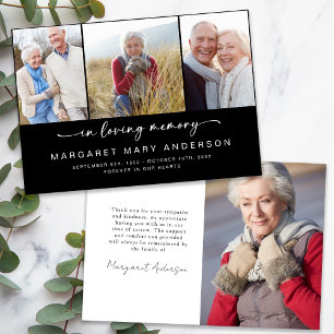 In Loving Memory   Four Photos Funeral Sympathy Thank You Card
