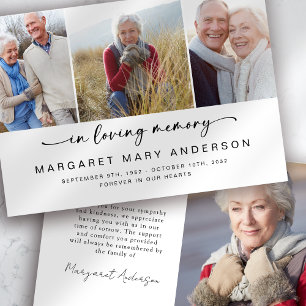 In Loving Memory Four Photos Funeral Sympathy Thank You Card