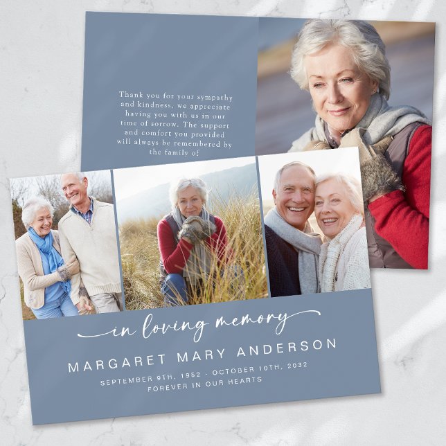 In Loving Memory | Four Photos Funeral Sympathy Thank You Card (Creator Uploaded)