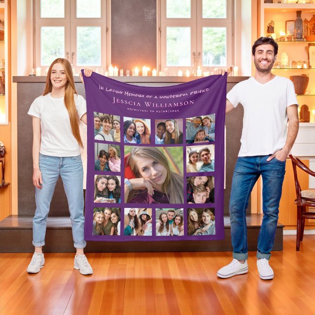 In Loving Memory Friend Photo Collage  Fleece Blanket (Creator Uploaded)