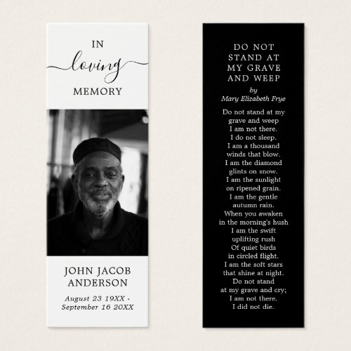 In Loving Memory Funeral Card Poem Card