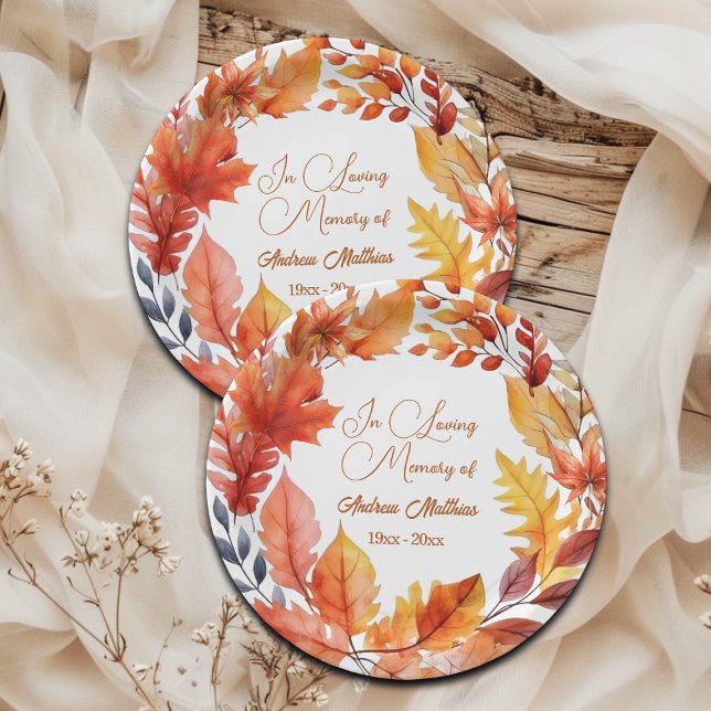 In Loving Memory Funeral Fall Floral Paper Plates (Creator Uploaded)