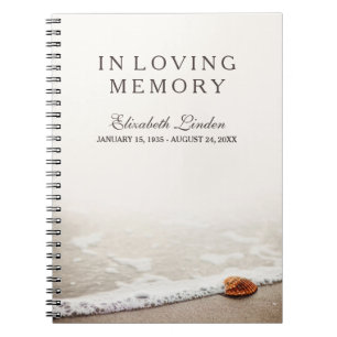 In Loving Memory Funeral Guestbook Beach Notebook