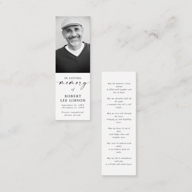 In Loving Memory Funeral Memorial Bookmarks Card (Front/Back)