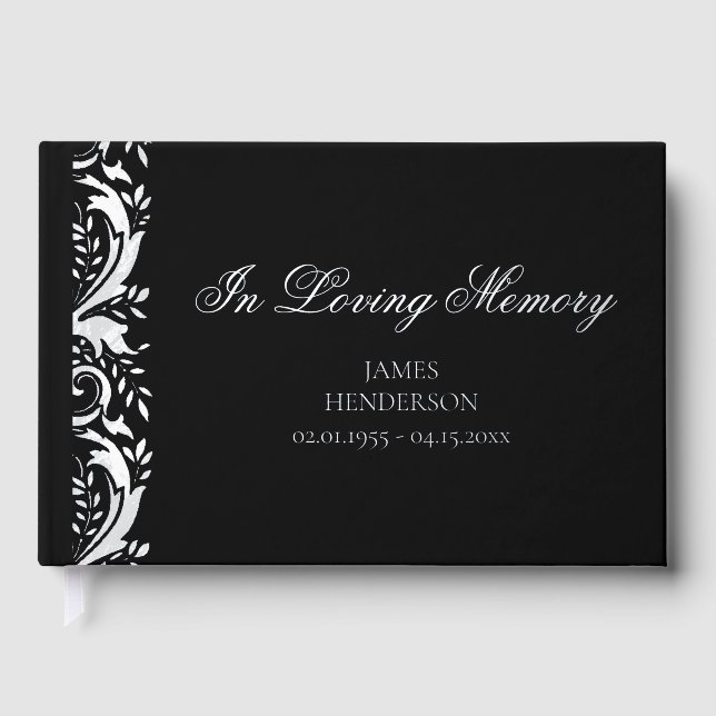 In Loving Memory Funeral Memorial Foil Guest Book (Front)